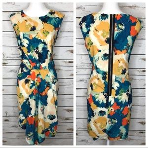 🎈Jaye.E. Faux Wrap Cream Floral Sheath Dress Size S